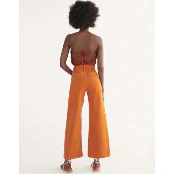 NWOT Zara The Marine Straight Jeans Orange Size 6